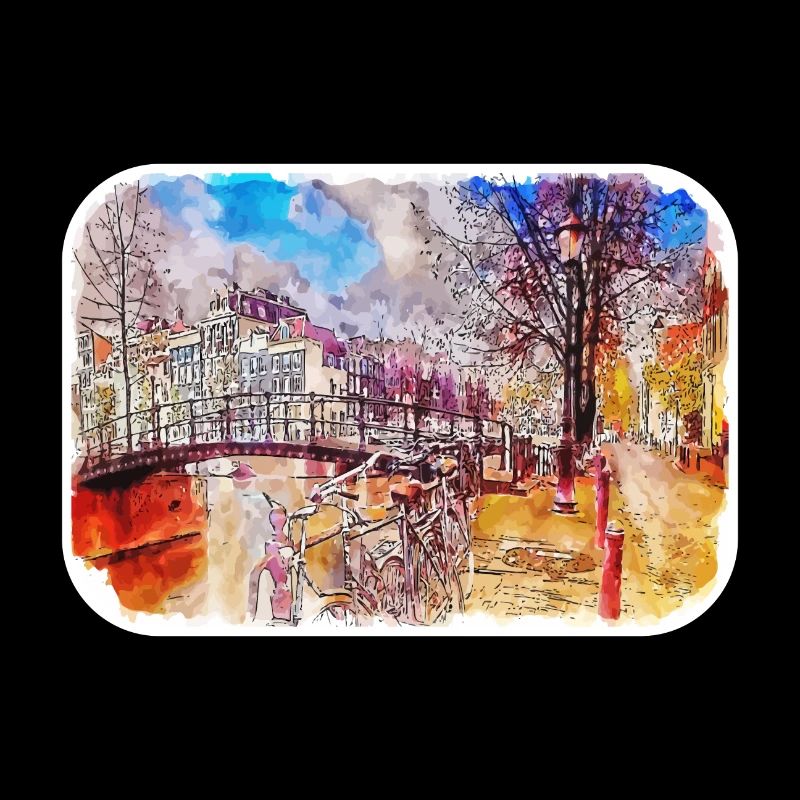 Amsterdam Netherlands Watercolor Sketch Drawing