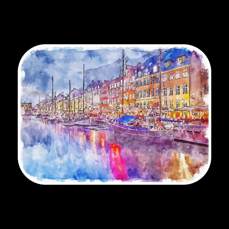 Copenhague Danemark Aquarelle Sketch Illustration