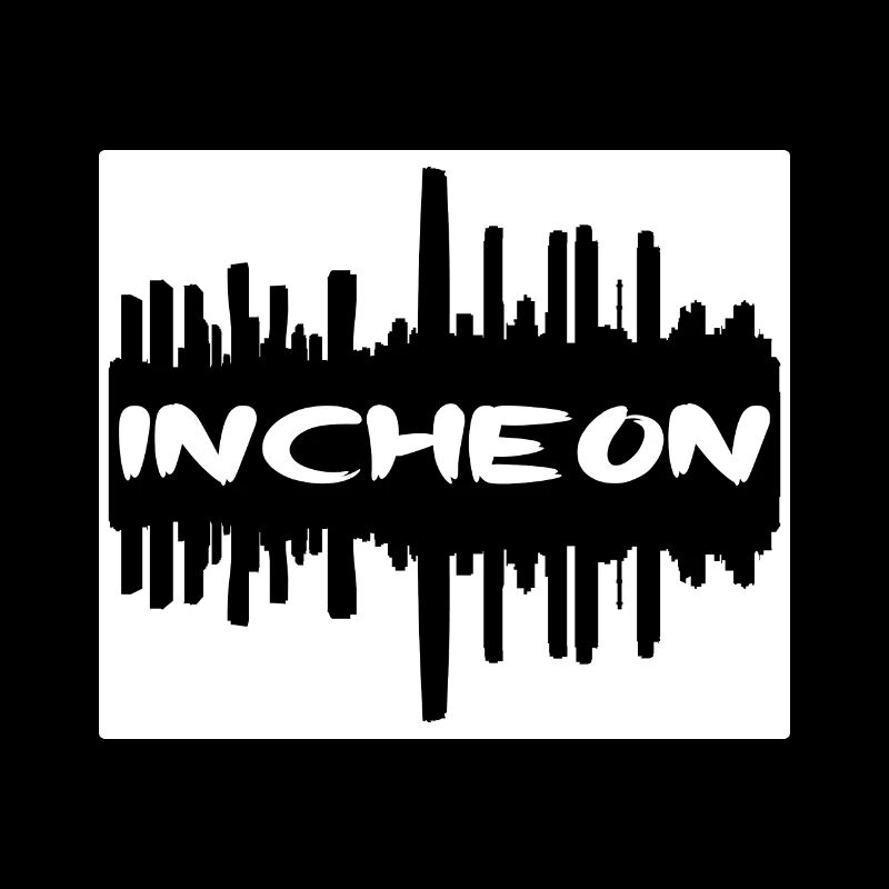 Incheon Corée du Sud Skyline Silhouette Travel Souv
