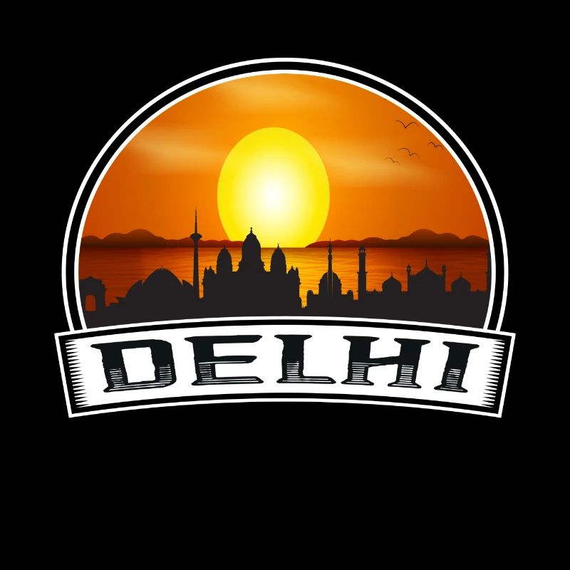 Delhi Inde Skyline Vintage Sunset Souvenir de voyage