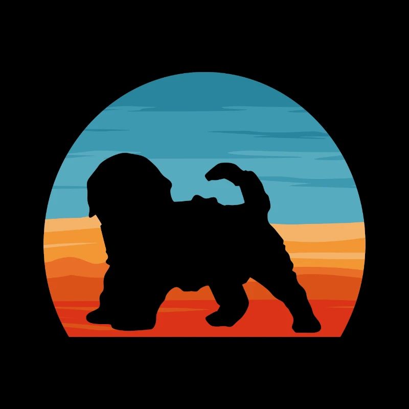 Cockapoo Dog Lover Silhouette Vintage Sunset