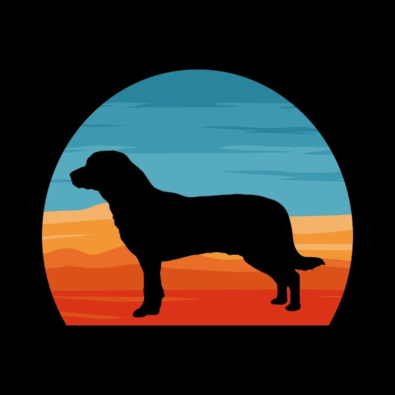 Entlebucher Sennenhund Silhouette Retro Sunset