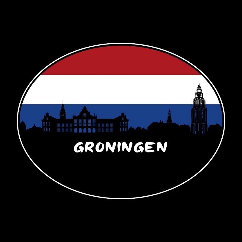Groningue Pays-Bas Drapeau Skyline Silhouette Trav