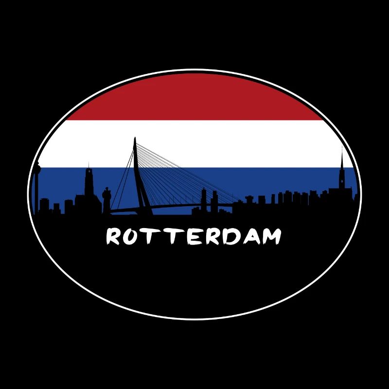 Rotterdam Netherlands Flag Skyline Silhouette Trav
