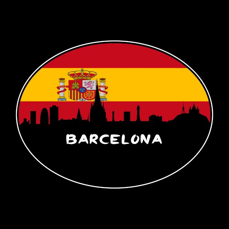 Barcelone Espagne Drapeau Skyline Silhouette Travel