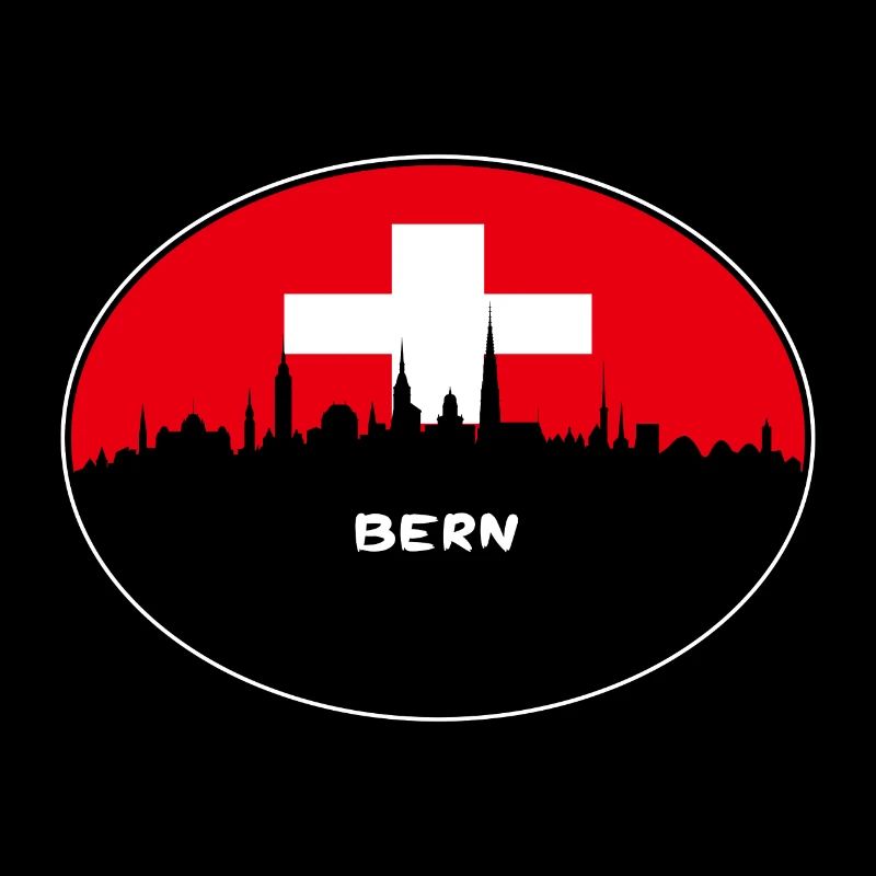 Berne Suisse Drapeau Skyline Silhouette Travel