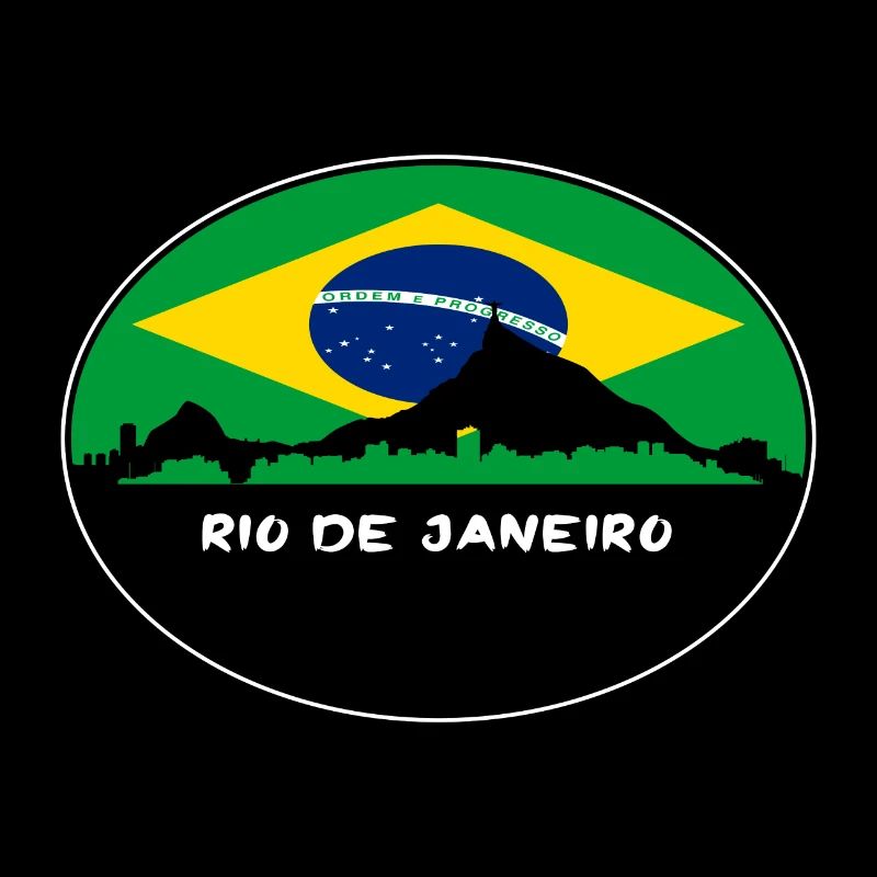 rio janeiro, brésil, drapeau, horizon, silhouette, trav