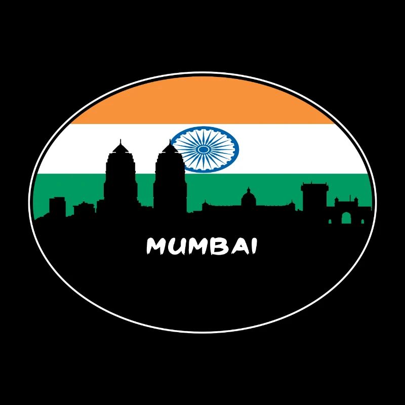 Mumbai Inde Drapeau Skyline Voyage Silhouette