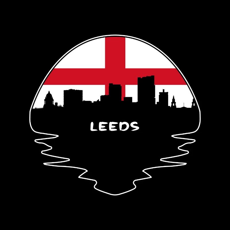 Leeds Angleterre Drapeau Skyline Silhouette Travel