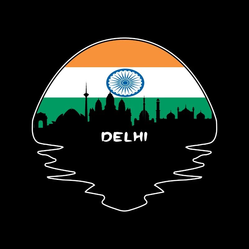Delhi Inde Flag Skyline Silhouette Voyage