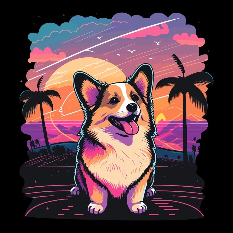Corgi vibing at the Beach Art