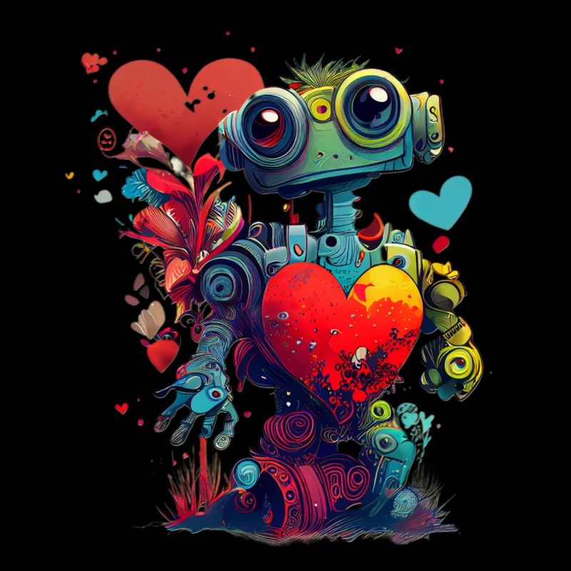 Funny robot with heart, Valentine's Day