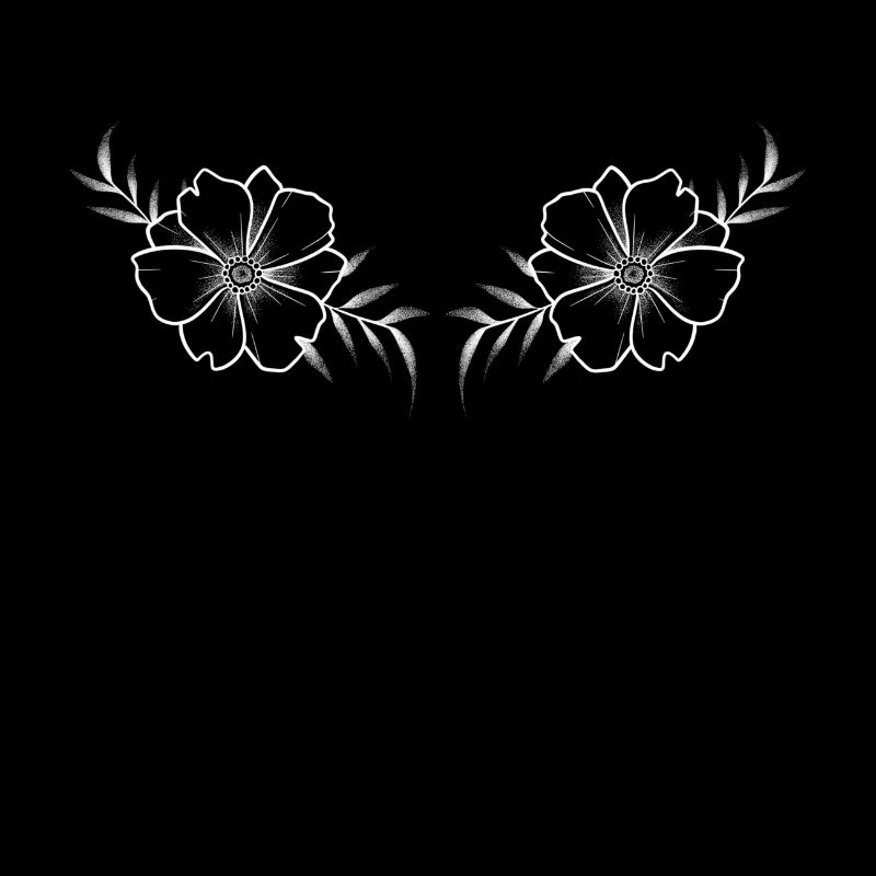 Floral White Line Art & Dotwork