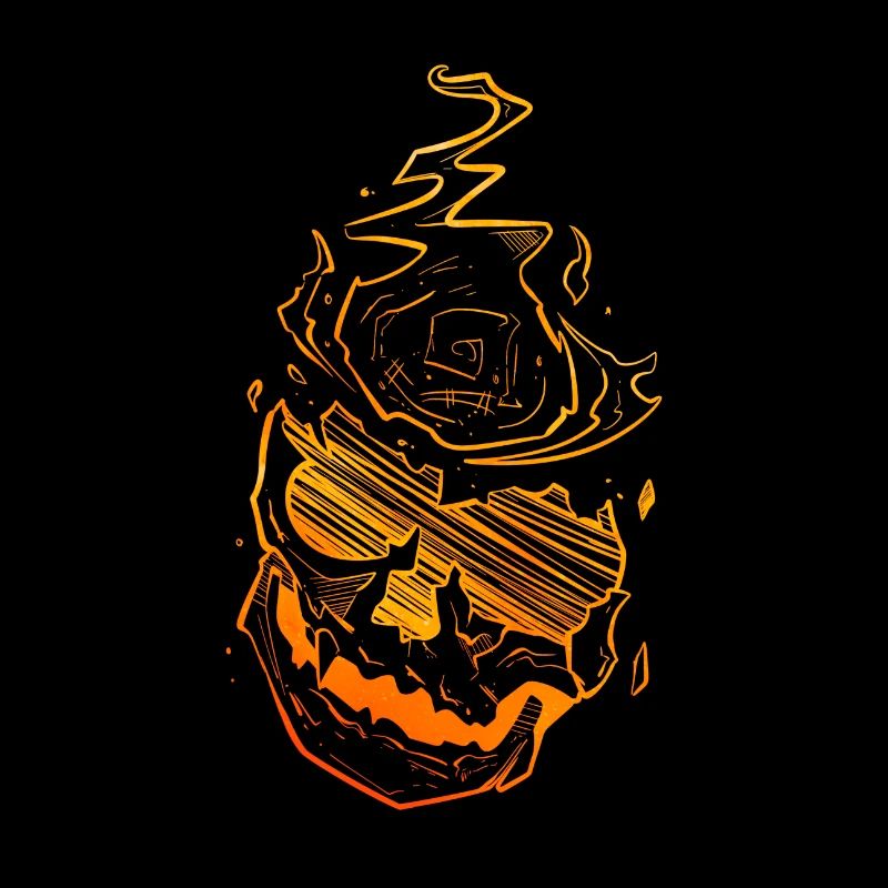 Skull in fire - sketch art