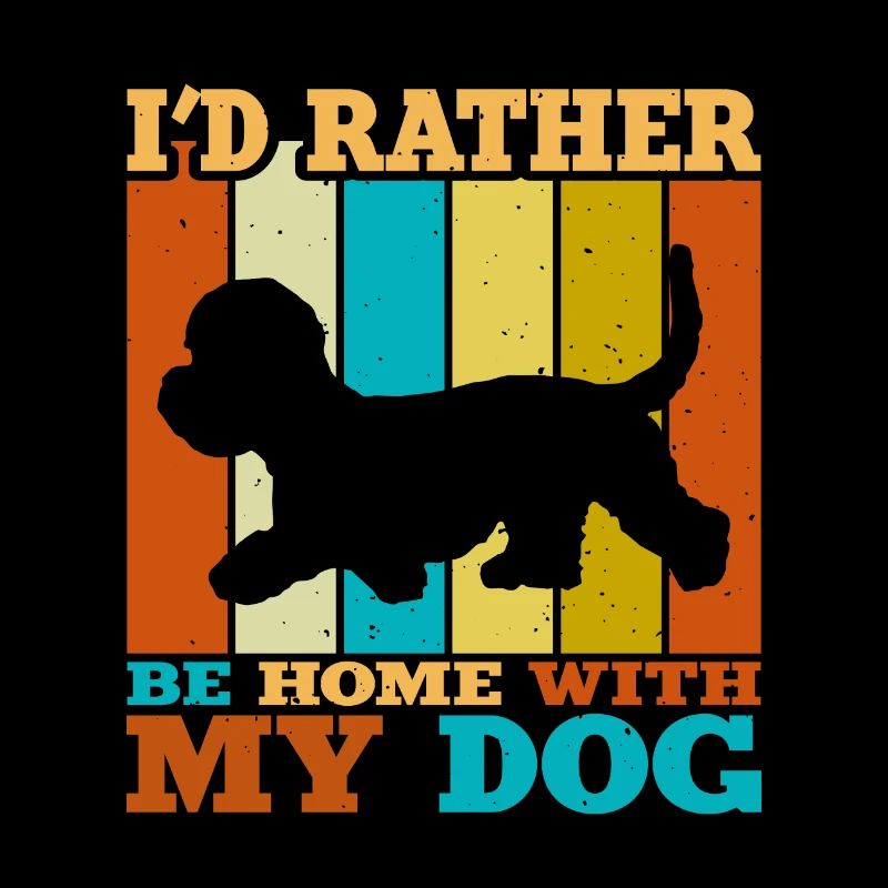 Dandie Dinmont Terrier Dog Silhouette Retro Sunset