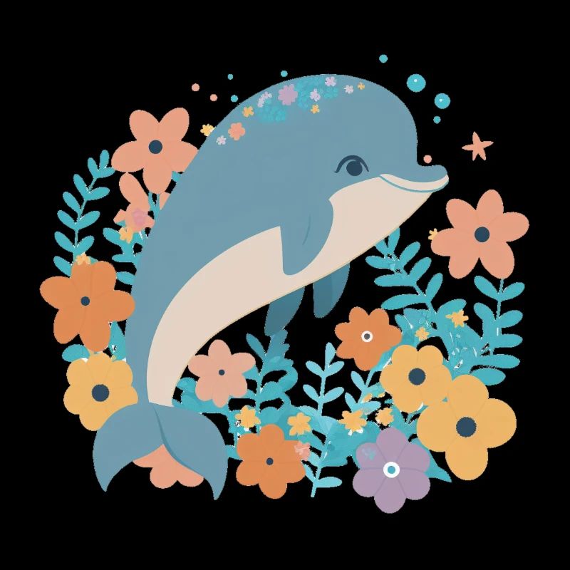 Charmant dauphin dans la mer de fleurs 2