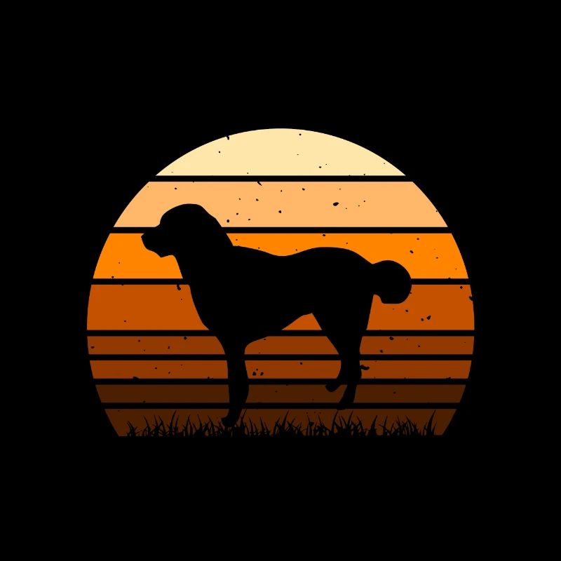 Kuchi Afghan Shepard Dog Silhouette Rétro Coucher de soleil