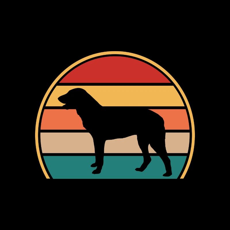 Cao De Castro Laboreiro Dog Silhouette Retro Sun