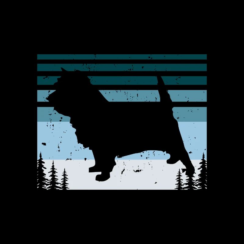 Cairn Terrier Dog Lover Silhouette Vintage Sunset