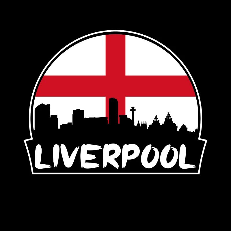 Liverpool Angleterre Drapeau Skyline Silhouette Voyage