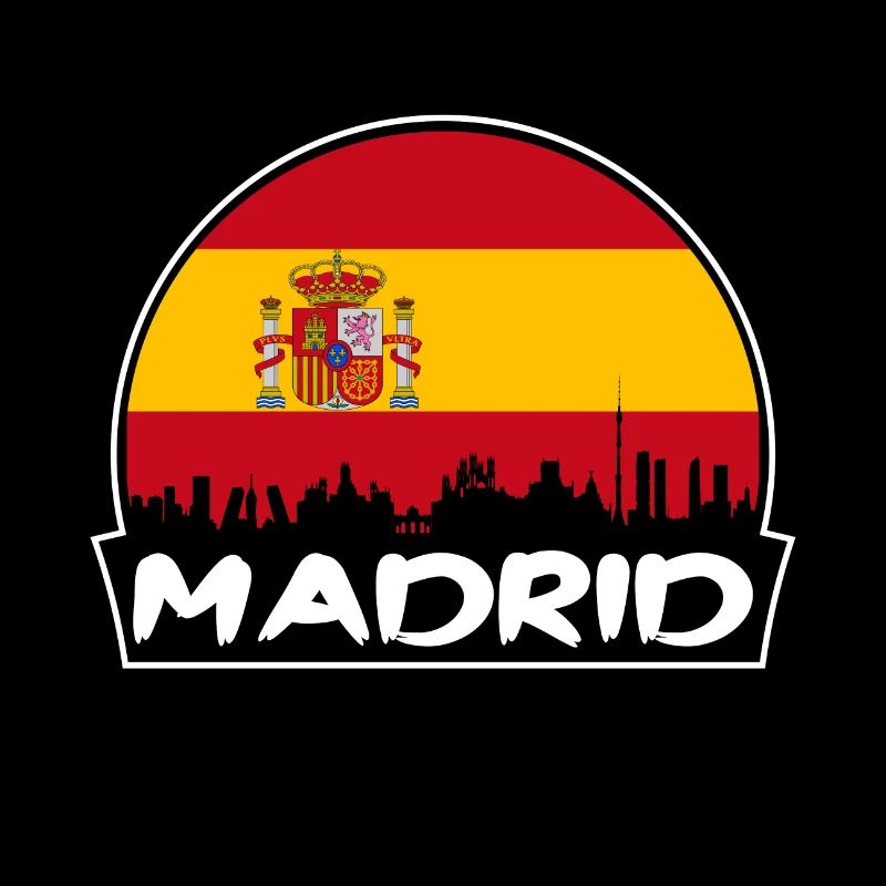 Madrid Espagne Flag Skyline Silhouette Voyage