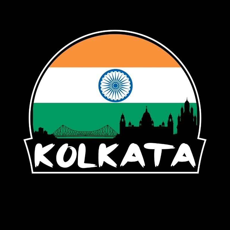 Kolkata Inde drapeau Skyline Silhouette Voyage