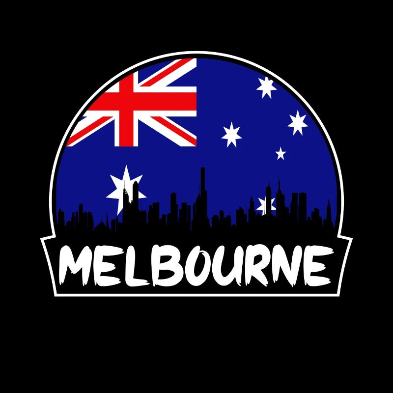 Melbourne Australia Flag Skyline Silhouette Travel