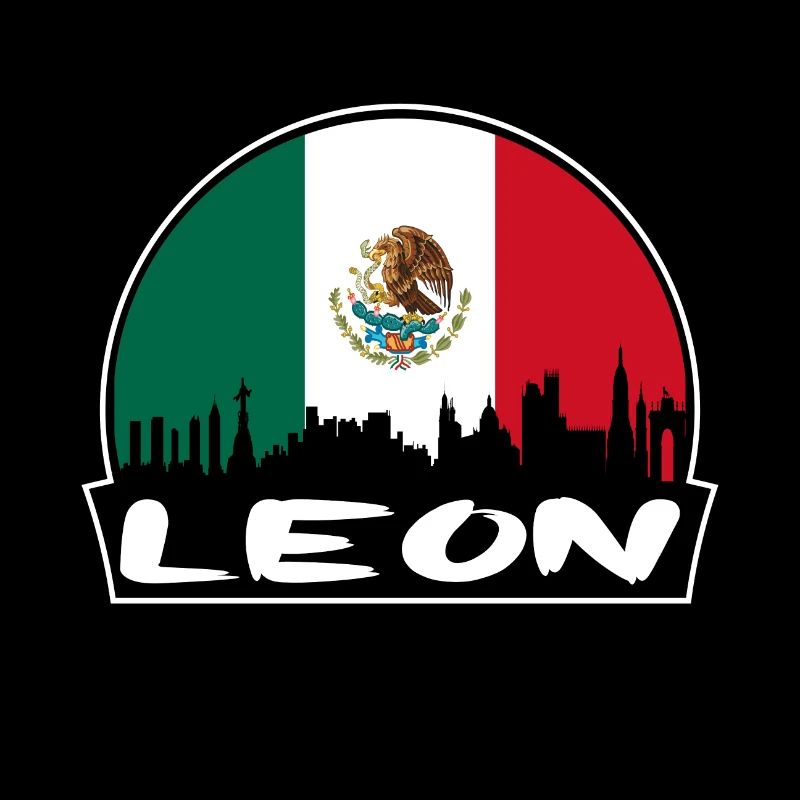 Leon Mexiko Flagge Skyline Silhouette Reisen