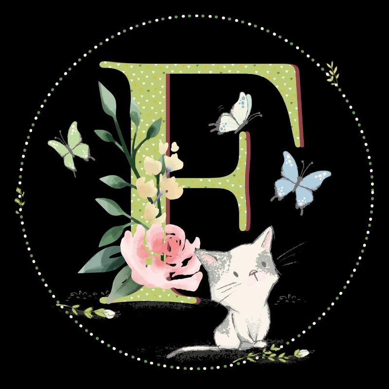 Anfangsbuchstabe F mit Katze