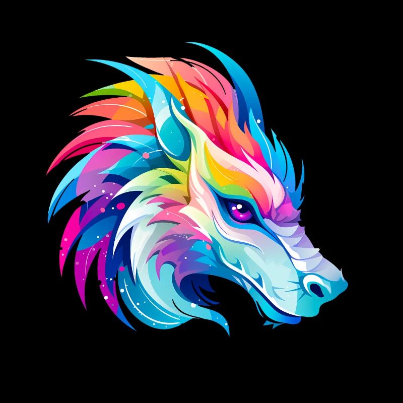 Regenbogen Drache Kopf