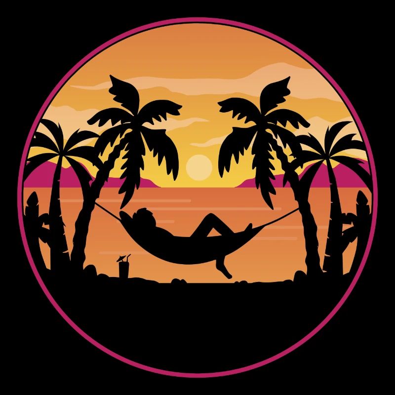 Palmiers avec hamac sur la plage - coucher de soleil