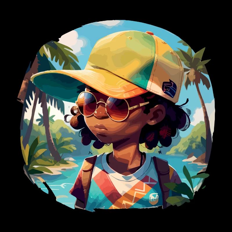 Black Kid on Tropical Beach