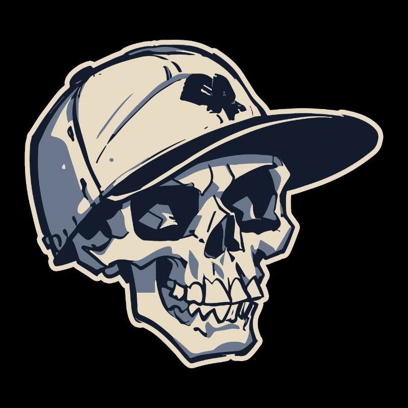 Skull with Snapback Hat (Stroke)