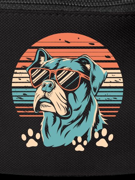 Retro Sunset Dog with Sunglasses