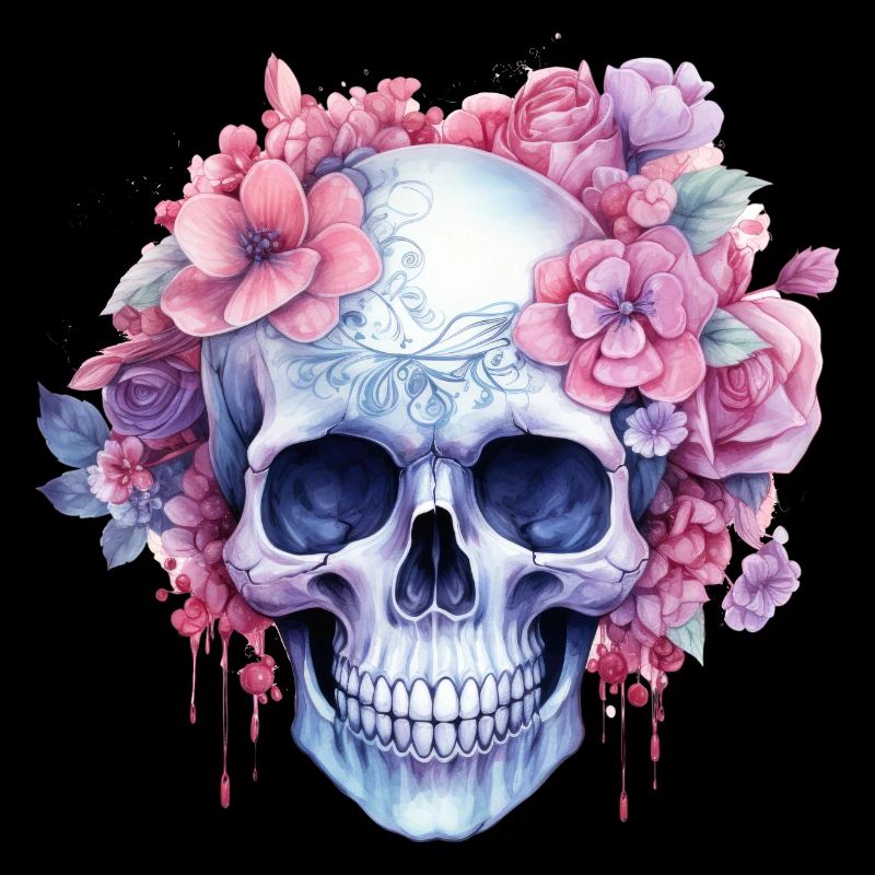 Gothic Design - pastel flower skeleton