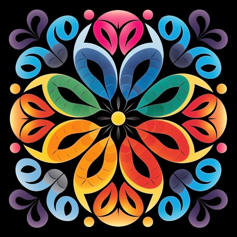 Splendeur florale abstraite : Design d’Art à points colorés