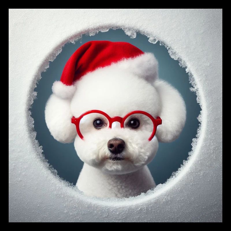 Bichon Frisé Hund als Weihnachtsmann