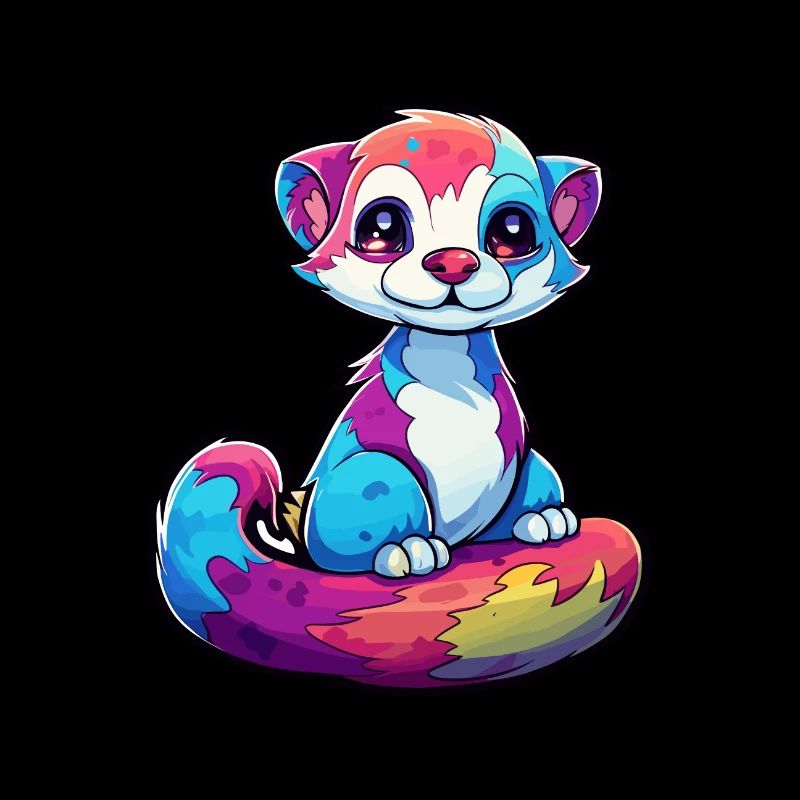Frettchen buntes Aquarell Cartoon Kawaii Tier