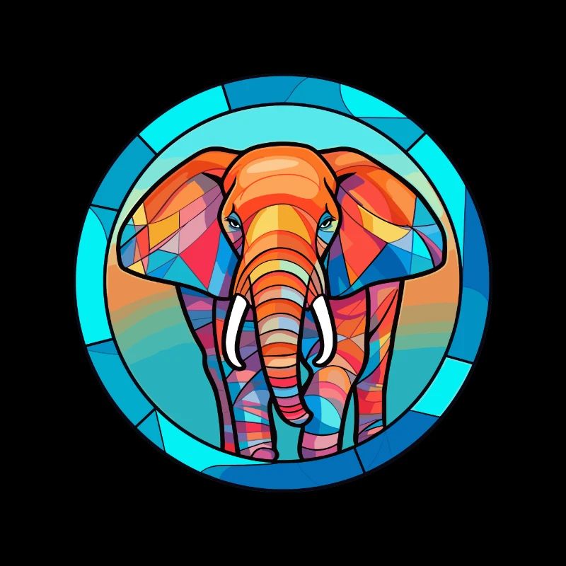 Éléphant vitrail coloré dessin animé Kawaii Ani
