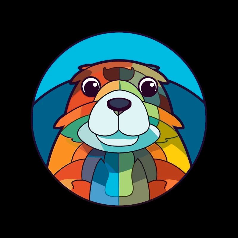 Gopher vitrail coloré dessin animé Kawaii Anima
