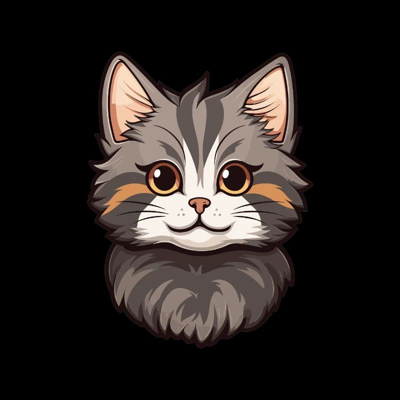 Chat Bobtail Américain Mignon Heureux Kawaii Cartoon Cli