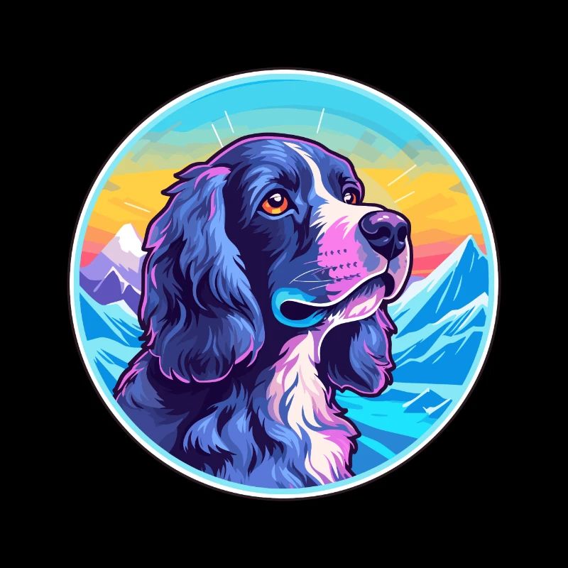 Blue Picardy Spaniel Dog Breed Cartoon Kawaii Wate
