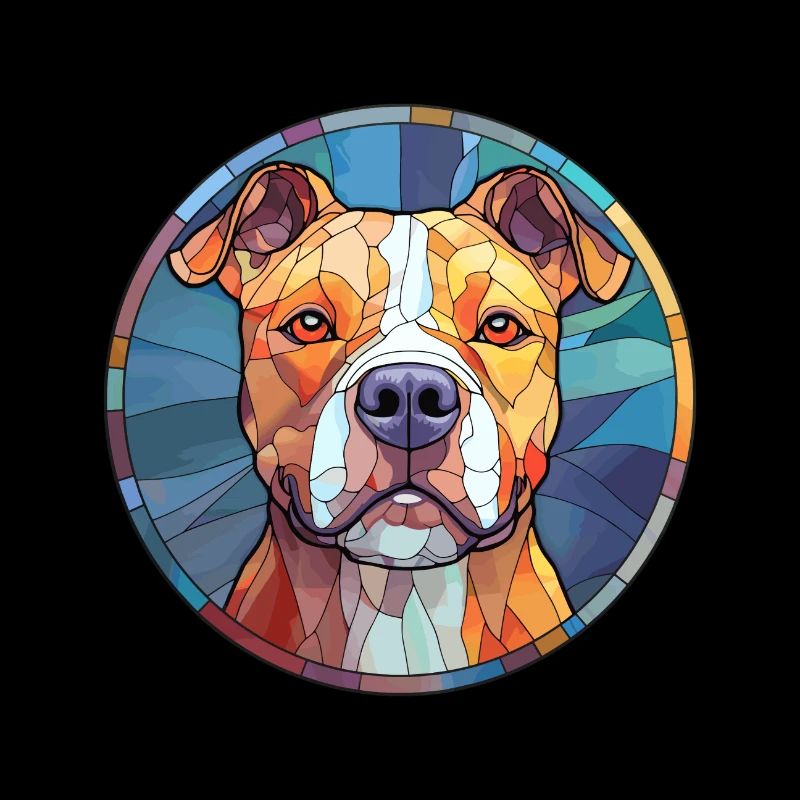 Pitbull chien race vitrail coloré Watercolo
