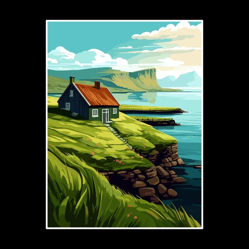 Île Féroé Danemark Les îles Affiche de voyage