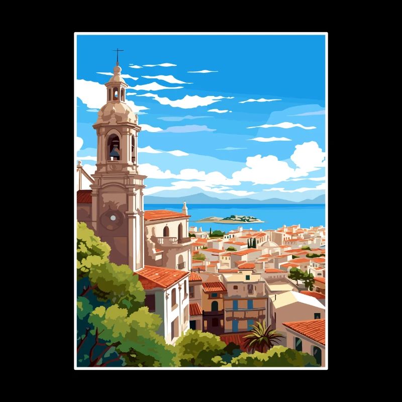 Málaga Spanien Vintage Reiseposter WPA Souvenir