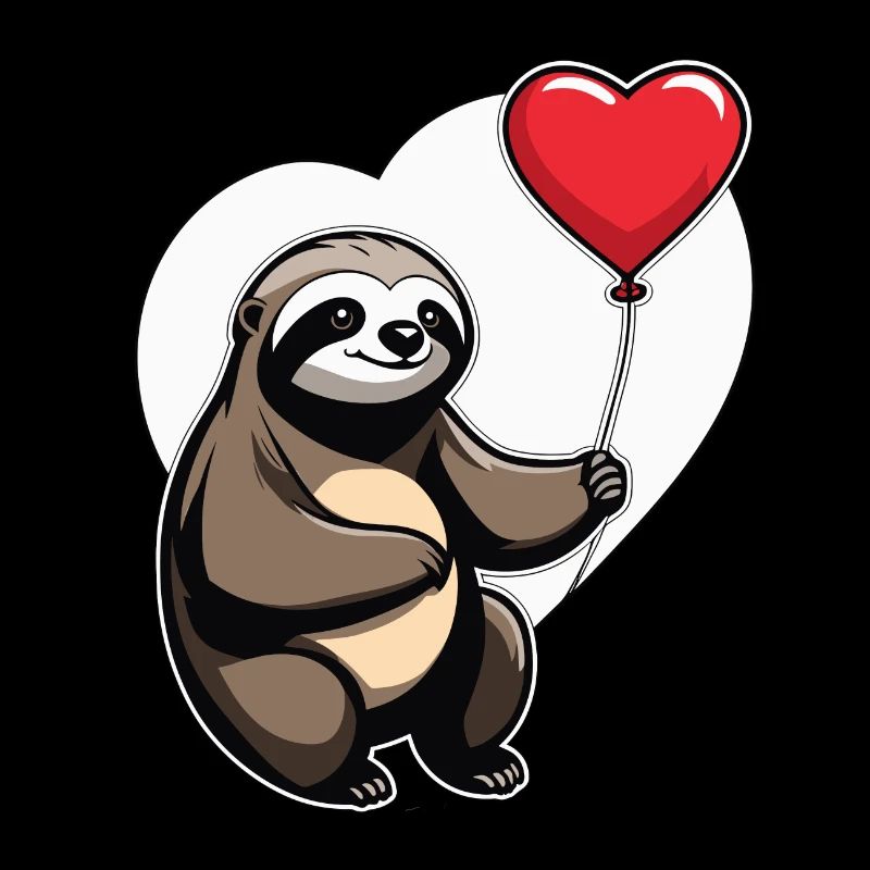 Faultier Herz Illustration Valentinstag