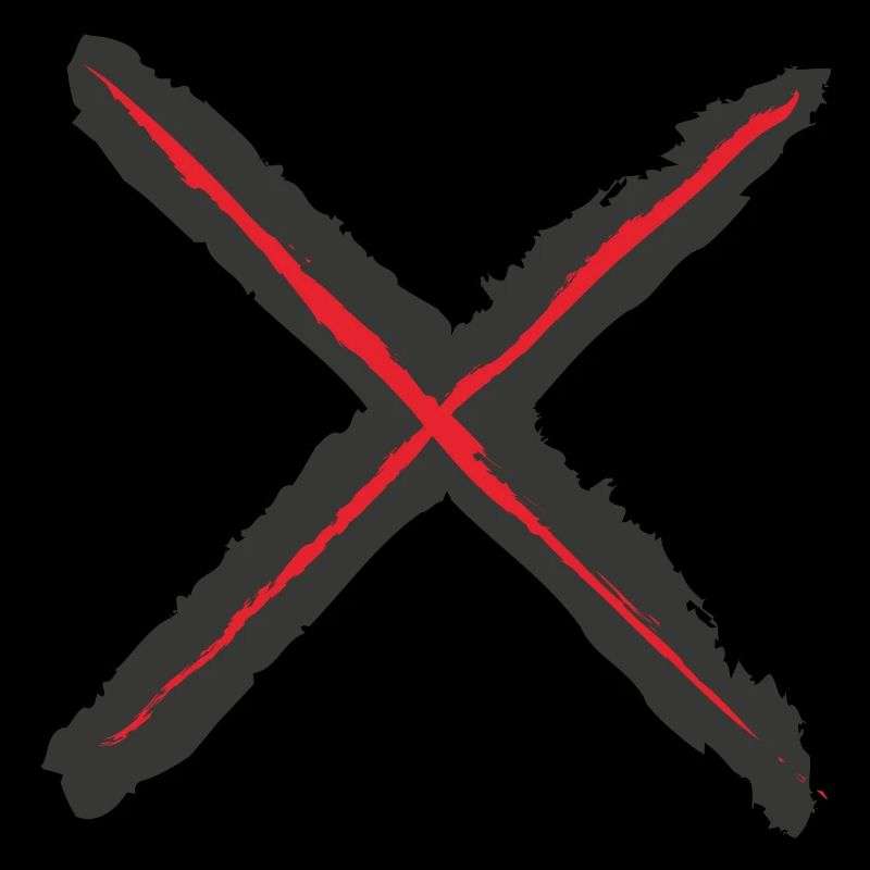 Rouge X - Croix de Saint-André Style Grunge rouge sur noir