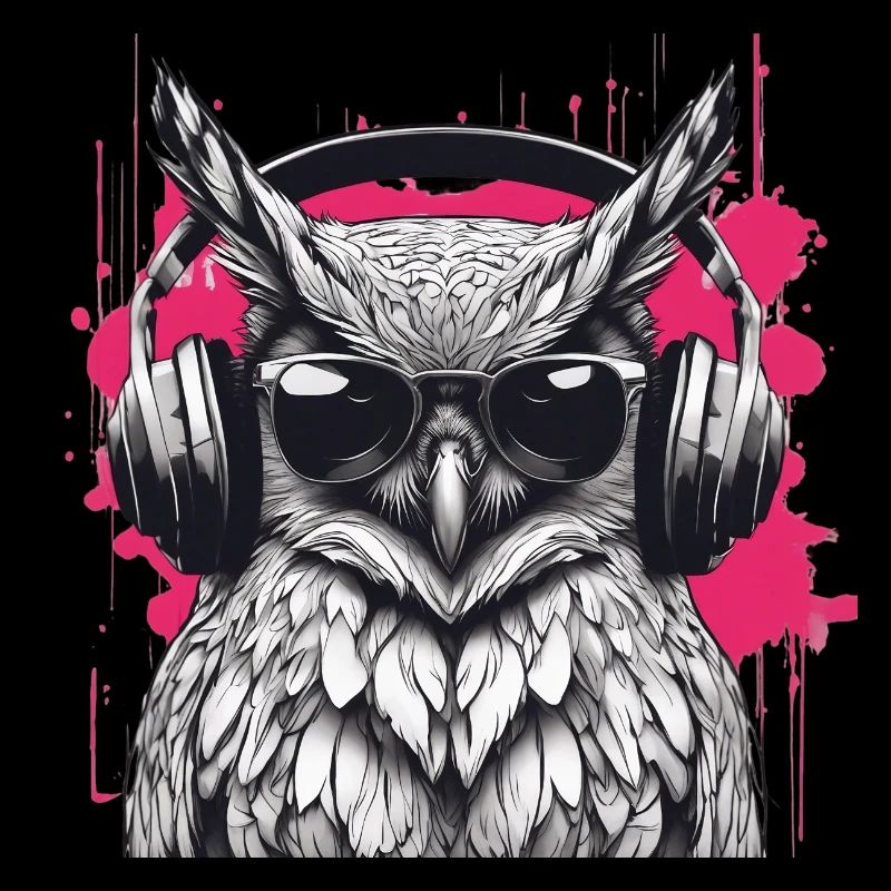 Eule mit Kopfhörer
