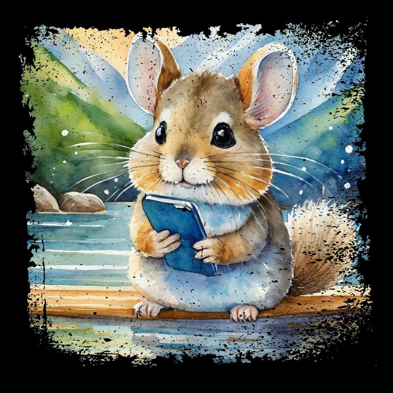 Niedlicher junger Chinchilla mit Handy