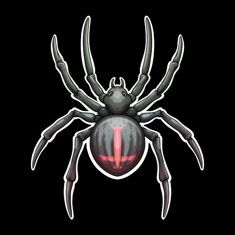 Araignée foncée avec des marques roses